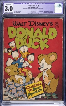 1947 Del Comics Four Color "Walt Disneys Donald Duck" #178 - 1st Appearance of Uncle Scrooge! - CGC 3.0 (Cream to Off-White Pages)